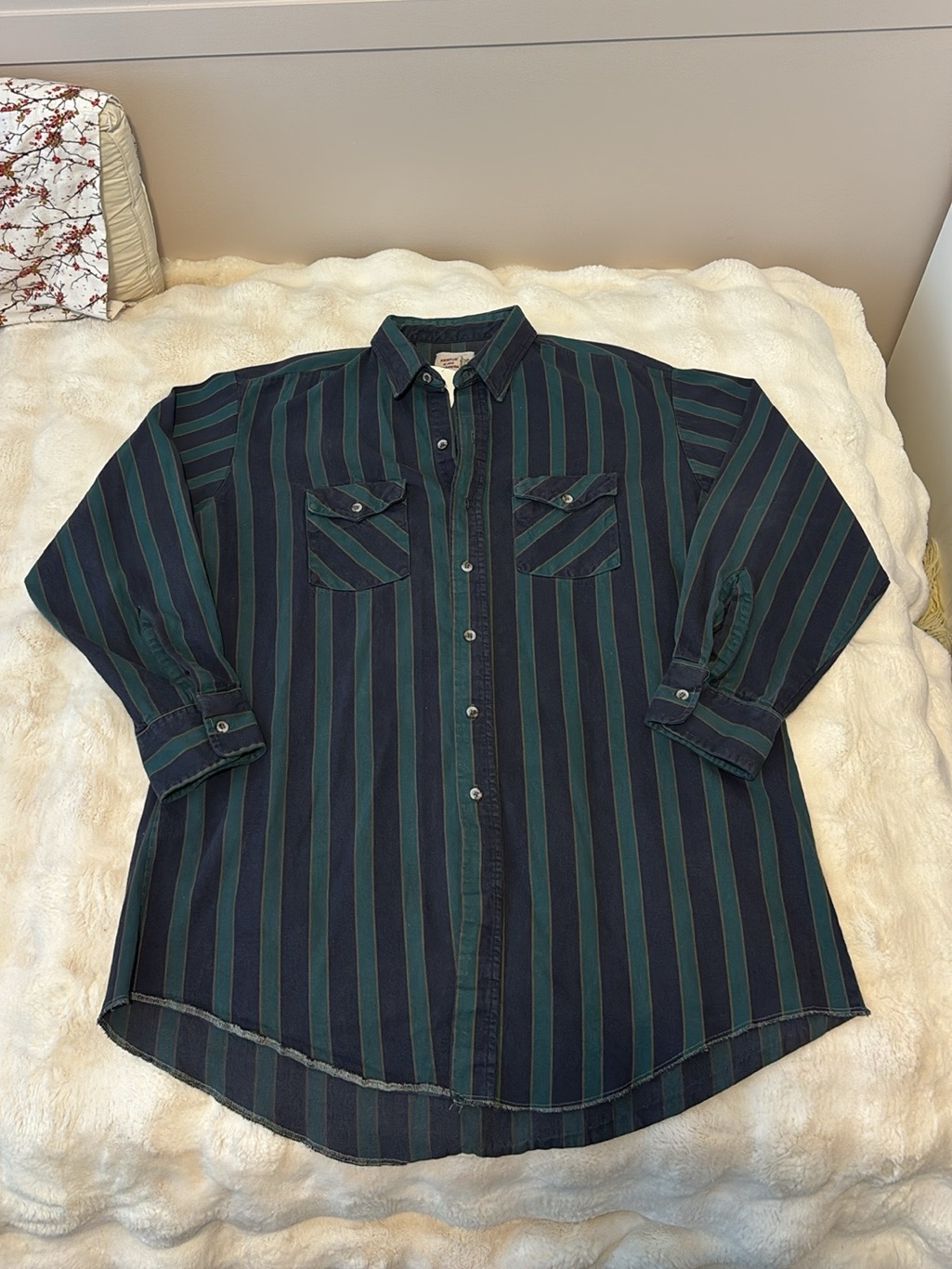 Men's Green & Black Striped Button-Up Shirt